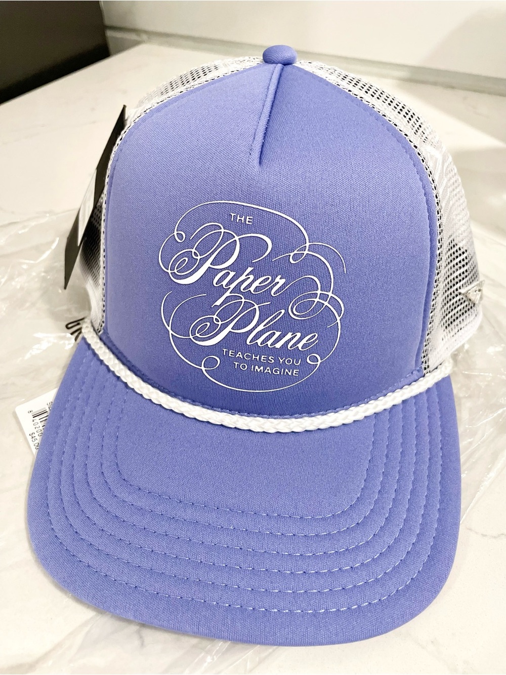 Paper Plane Purple Mesh-Back Trucker Hat